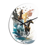 Three Horse Stampede - Asymmetric Metal Wall Clock