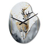 Brown Deer In The Wild Painting II - Asymmetric Metal Wall Clock