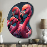 Close Up Pink Flamingos I - Asymmetric Metal Wall Clock