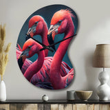 Close Up Pink Flamingos I - Asymmetric Metal Wall Clock