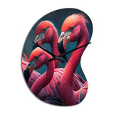 Close Up Pink Flamingos I - Asymmetric Metal Wall Clock