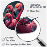 Close Up Pink Flamingos I - Asymmetric Metal Wall Clock