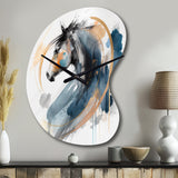Black Horse Side Portrait II - Asymmetric Metal Wall Clock
