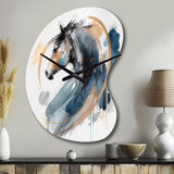 Black Horse Side Portrait II - Asymmetric Metal Wall Clock