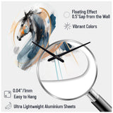 Black Horse Side Portrait II - Asymmetric Metal Wall Clock