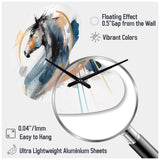 Black Horse Side Portrait II - Asymmetric Metal Wall Clock