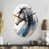 Black Horse Side Portrait II - Asymmetric Metal Wall Clock