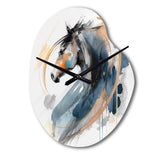 Black Horse Side Portrait II - Asymmetric Metal Wall Clock