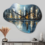 Abstract City Skyline3 - Asymmetric Metal Wall Clock
