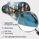 Abstract City Skyline3 - Asymmetric Metal Wall Clock