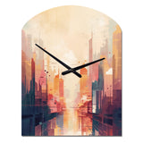 Modern Cubism Cityscape I - Asymmetric Metal Wall Clock