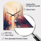 Modern Cubism Cityscape I - Asymmetric Metal Wall Clock