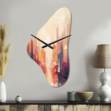 Modern Cubism Cityscape I - Asymmetric Metal Wall Clock