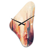 Modern Cubism Cityscape I - Asymmetric Metal Wall Clock