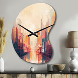 Modern Cubism Cityscape I - Asymmetric Metal Wall Clock