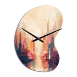 Modern Cubism Cityscape I - Asymmetric Metal Wall Clock