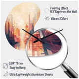 Modern Cubism Cityscape I - Asymmetric Metal Wall Clock