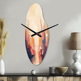 Modern Cubism Cityscape I - Asymmetric Metal Wall Clock