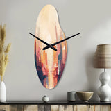 Modern Cubism Cityscape I - Asymmetric Metal Wall Clock