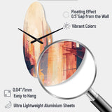 Modern Cubism Cityscape I - Asymmetric Metal Wall Clock