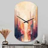 Modern Cubism Cityscape I - Asymmetric Metal Wall Clock