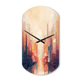 Modern Cubism Cityscape I - Asymmetric Metal Wall Clock
