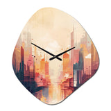 Modern Cubism Cityscape I - Asymmetric Metal Wall Clock
