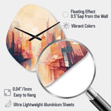 Modern Cubism Cityscape I - Asymmetric Metal Wall Clock