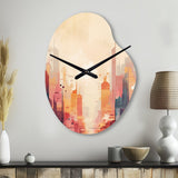 Modern Cubism Cityscape I - Asymmetric Metal Wall Clock