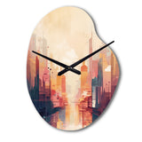 Modern Cubism Cityscape I - Asymmetric Metal Wall Clock