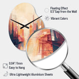 Modern Cubism Cityscape I - Asymmetric Metal Wall Clock