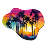 Vibrant Palm Trees III - Asymmetric Metal Wall Clock