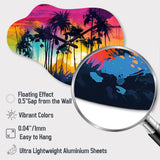 Vibrant Palm Trees III - Asymmetric Metal Wall Clock