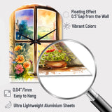 Summer Sunset Floral Window II - Asymmetric Metal Wall Clock