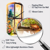 Summer Sunset Floral Window II - Asymmetric Metal Wall Clock