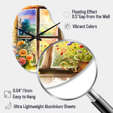 Summer Sunset Floral Window II - Asymmetric Metal Wall Clock