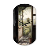 Farm Landscape Through A Door - Asymmetric Metal Wall Clock