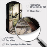 Farm Landscape Through A Door - Asymmetric Metal Wall Clock