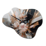 Rose Gold Linear Floral Elegance II - Asymmetric Metal Wall Clock