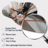 Rose Gold Linear Floral Elegance II - Asymmetric Metal Wall Clock