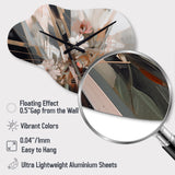 Rose Gold Linear Floral Elegance V - Asymmetric Metal Wall Clock