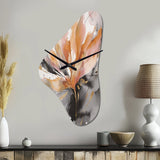 Orange And Grey Mesmerizing Marble Abstraction - Asymmetric Metal Wall Clock
