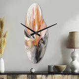 Orange And Grey Mesmerizing Marble Abstraction - Asymmetric Metal Wall Clock