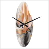 Orange And Grey Mesmerizing Marble Abstraction - Asymmetric Metal Wall Clock