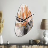 Orange And Grey Mesmerizing Marble Abstraction - Asymmetric Metal Wall Clock
