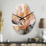 Orange And Grey Mesmerizing Marble Abstraction - Asymmetric Metal Wall Clock