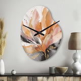 Orange And Grey Mesmerizing Marble Abstraction - Asymmetric Metal Wall Clock
