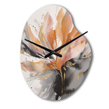 Orange And Grey Mesmerizing Marble Abstraction - Asymmetric Metal Wall Clock