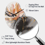 Orange And Grey Mesmerizing Marble Abstraction - Asymmetric Metal Wall Clock