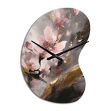 Pink Blushing Cherry Blossom - Asymmetric Metal Wall Clock